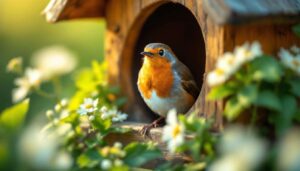 Rouges-gorges : ce type de nichoir est le seul qu'ils acceptent, tous les autres restent vides